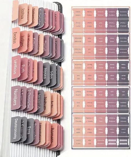 Bible Tabs- 75 laminated tabs with 2 blank tabs to customize on your own.