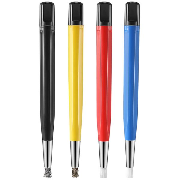 Rust Removal Brush Pen Glass Fiber/ Brass/Steel/Nylon Brush - 4 Piece/Set