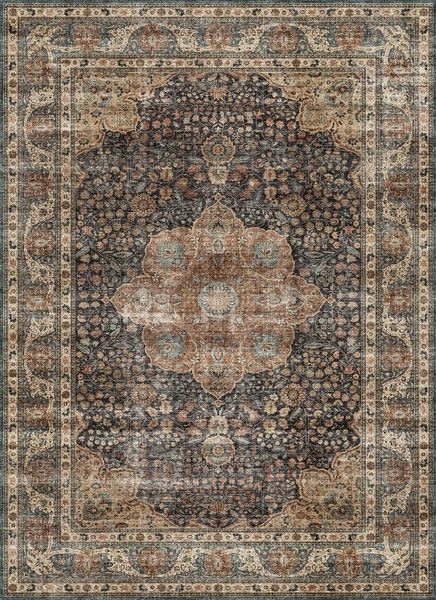 Dial A RugJarvis Persia Inspired Floral Design Dark Blue