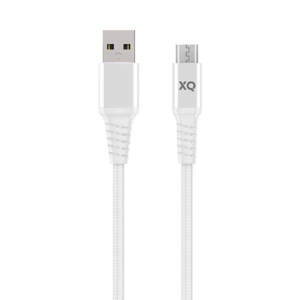 XQISIT Extra Strong Braided MicroUSB-USBA 2m - White