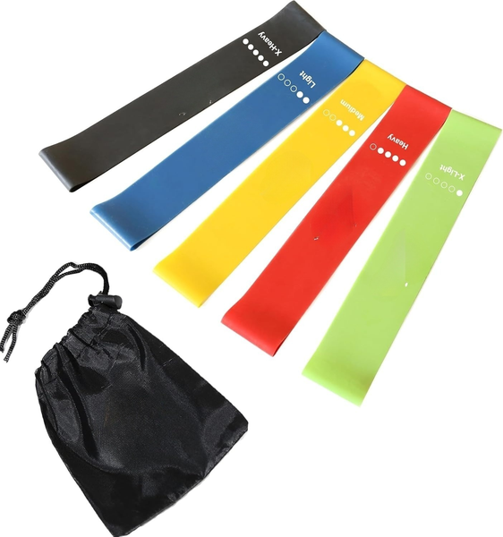 5pack Resistance Loop Exercise Bands and Carry Bag
