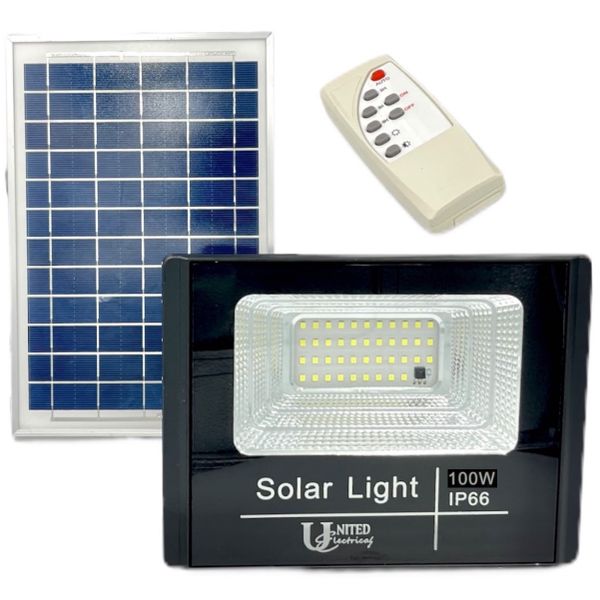 United Electrical 100W Solar LED Flood Light with Remote Control