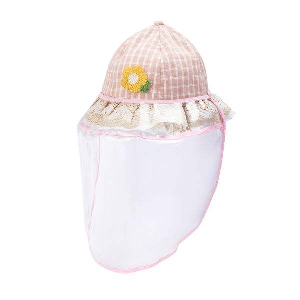 Pink Flower Girls Shield/Mask Hat