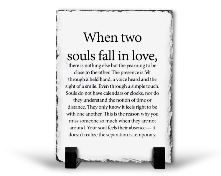 When Two Souls Fall In Love Anniversary Valentine Gift Rock Slate