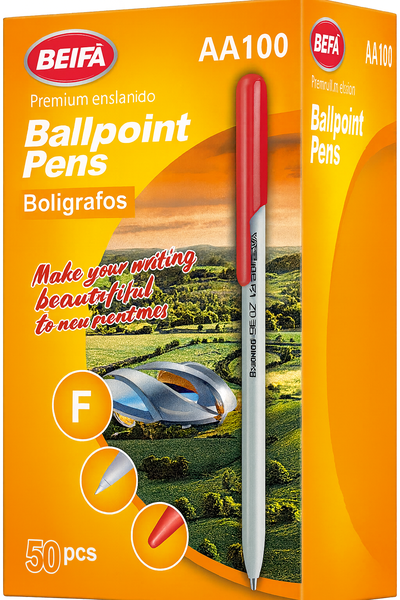 Ballpoint Pen - 0.7mm Fine Point, Smooth Writing, Red Ink-100 Pens