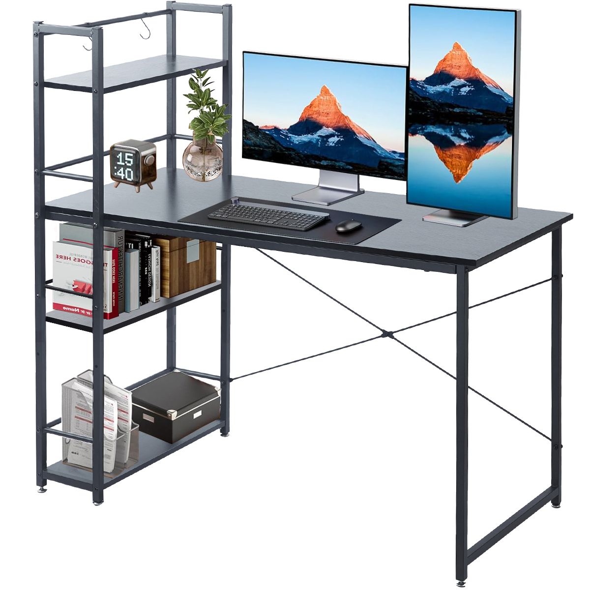 Work Desk Office Study Desk Computer Workstation Gaming Table with Shelves