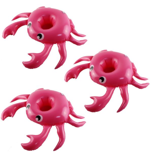 3 x Inflatable Beverage Holder Party Decor-Pink Crab
