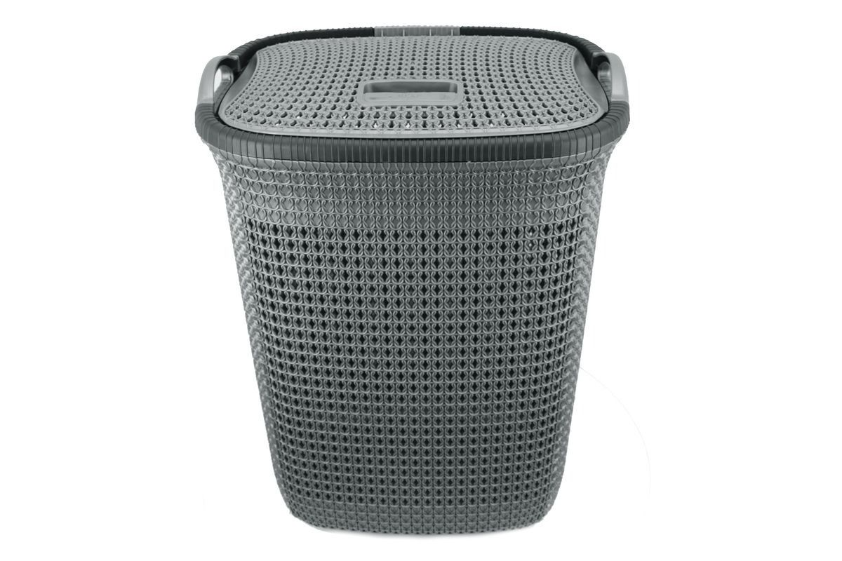 PVCRectangular Two Tone With Push To Lock Lid Mesh Laundry Basket