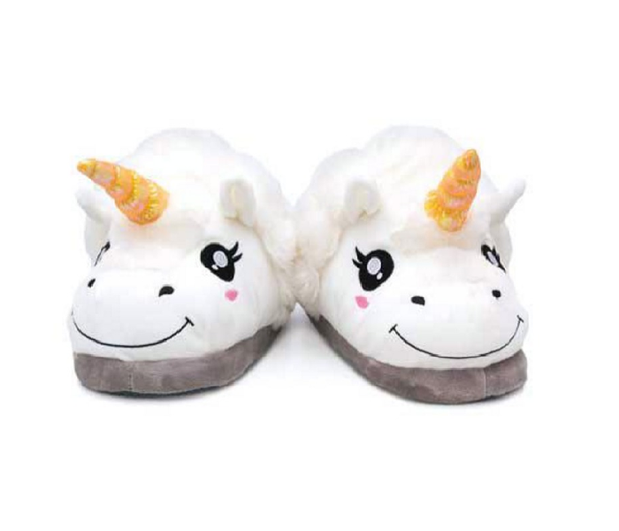 White Unicorn Plush Slippers Small Size 1 to 3