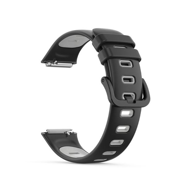 Silicone Sport Strap Compatible with Huawei Band 7-Black &amp; Grey