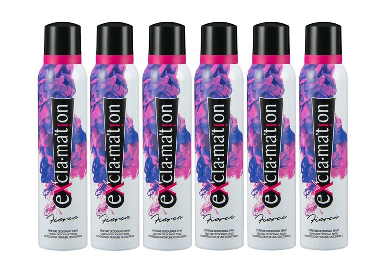 Exclamation Fierce Perfume Body Spray 6 x 150ml