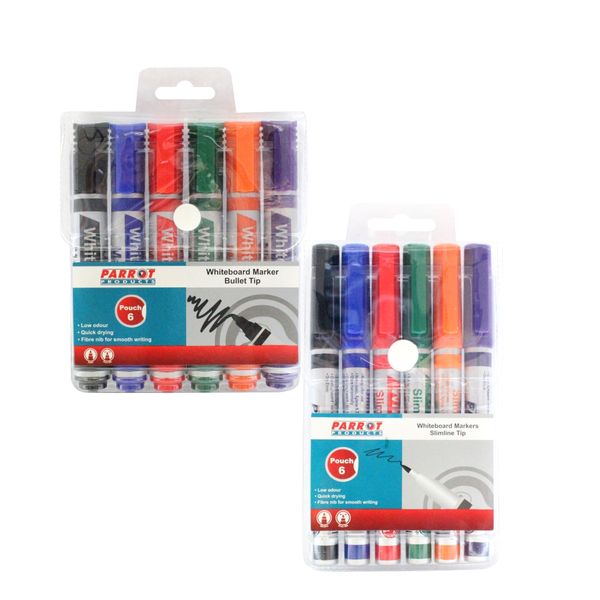 Parrot Products Bundle 6 Slimline &amp; 6 Bullet Tip Whiteboard Markers