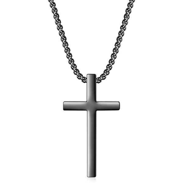 Men's Cross Pendant Necklaces in Black