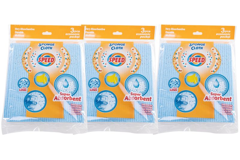 Cloths Sponge Speed Blue 3 Piece - 3 Pack