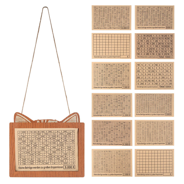 Money Saving Box Wooden Money Box with Money Target and Numbers a