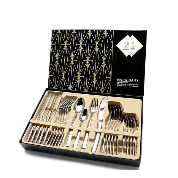 Maisonware 24 Piece 410 Grade Stainless Steel Dinnerware Cutlery Set - Silver