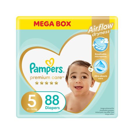 Pampers Premium Care Size 5 Taped (11-16kg) 88 Nappies,