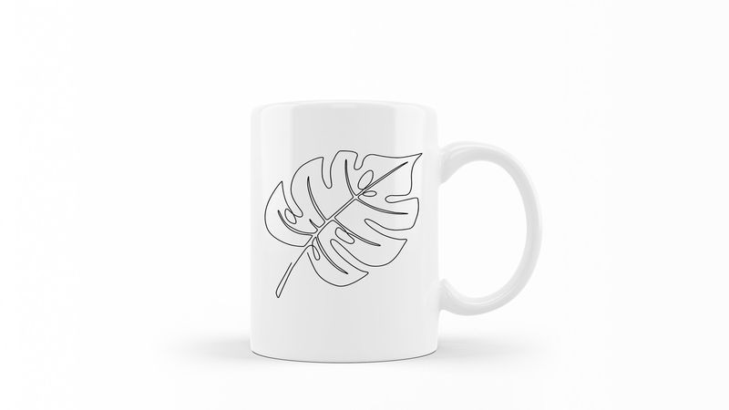 Designer Line Art Coffee Mug - Abstract Plant 10