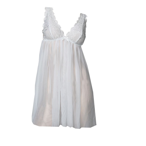 Sheer Babydoll Nightie with Gstring - White