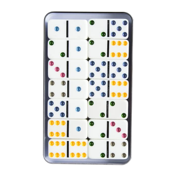 Double 6 Color Dot Dominoes Game Set White - 28 Pieces