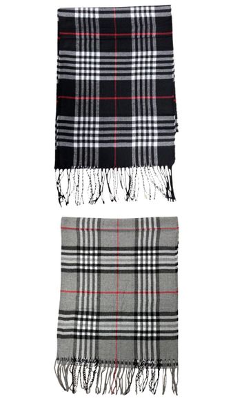 Plaid Scarf Duo - Timeless Black &amp; White and Classic Grey
