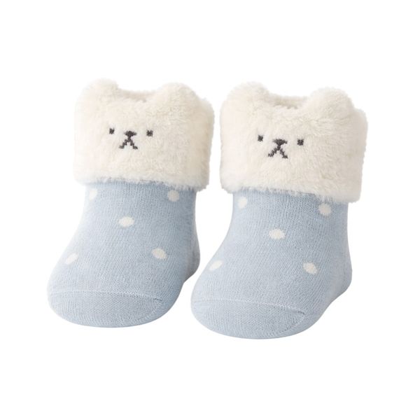 Baby &amp; Toddler Thick Bear Ear Warm Socks For Ages 1-3 Years - Baby Blue