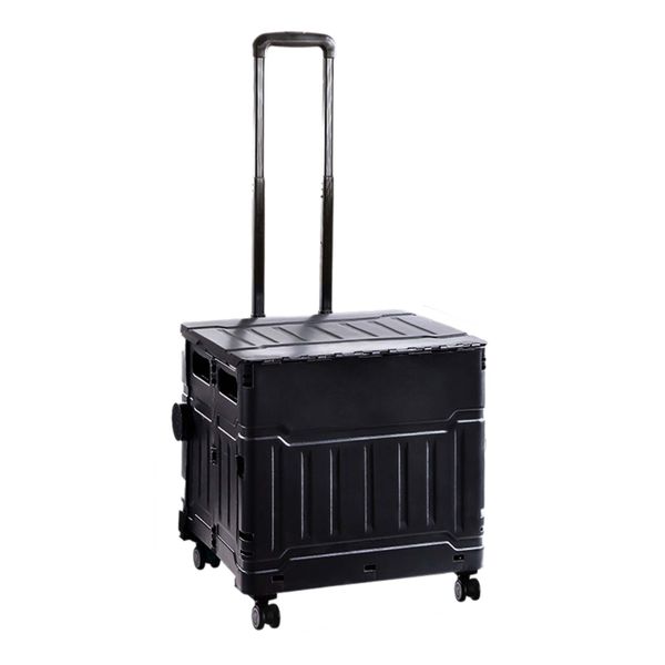 38L Foldable Grocery Shopping Trolley Storage Cart with Telescopic Handle
