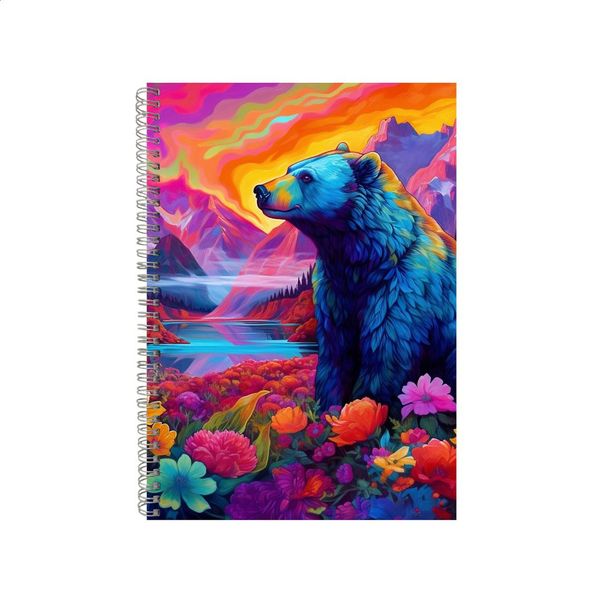 Black Bear Rainbow Mountain Neon Notebook Gift Idea A4 Notepad Pad 70