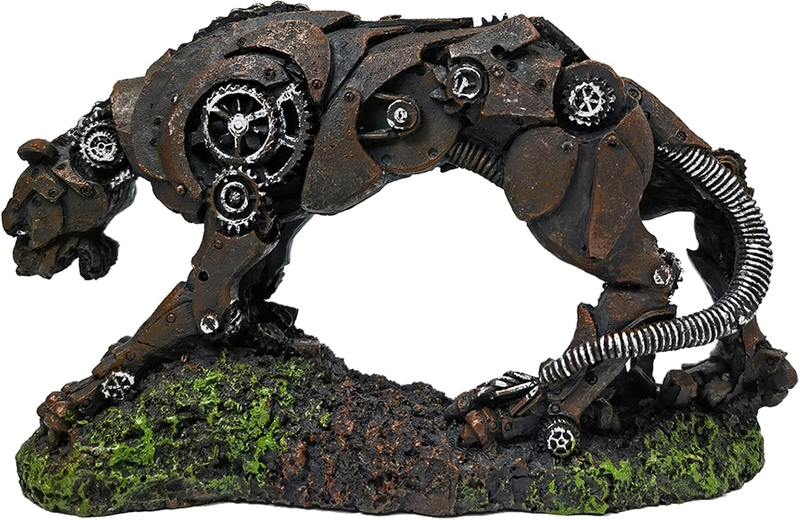Robot Leopard Resin Aquarium Decoration Fish Tank Cave Hideout - 21 cm
