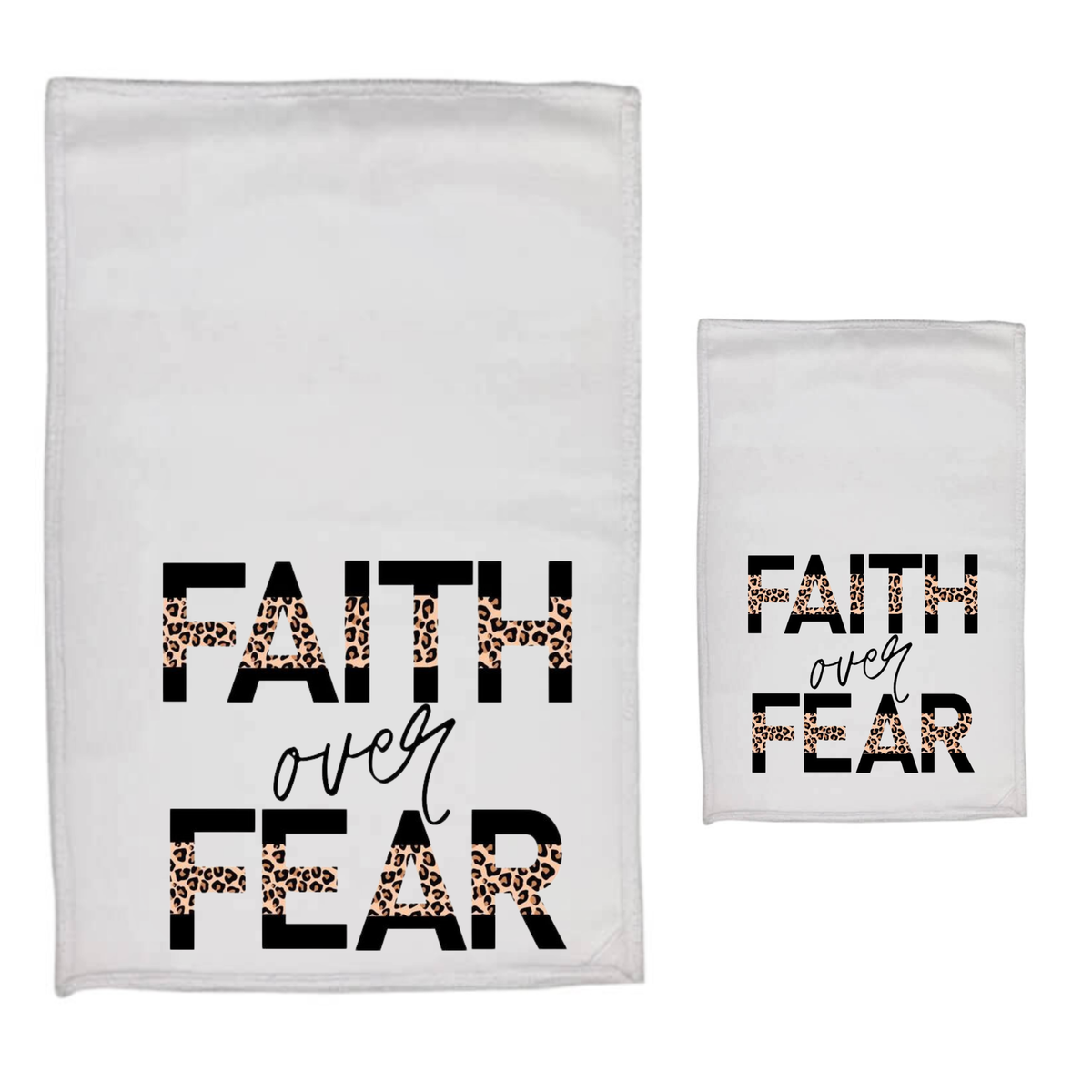 Faith over fear - White Polyester Hand & Face Towel