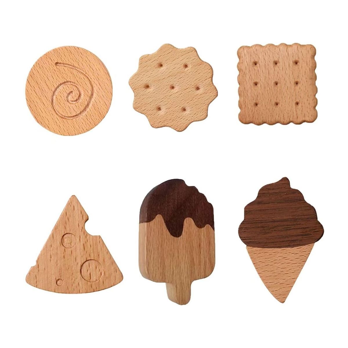 6 Pcs Wooden Furniture Dresser Knobs with Screws Dresser Pulls Wall Hook