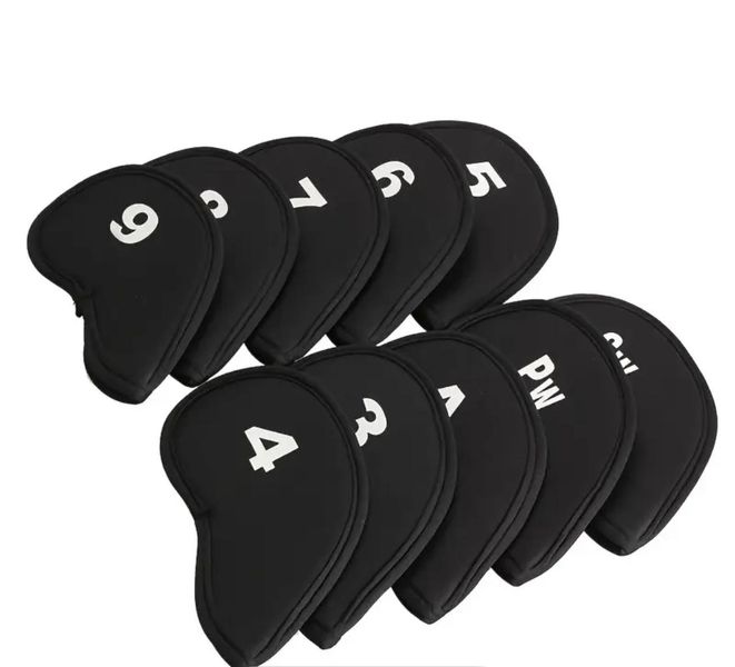 Golf Club Covers - Black - 10 Pieces