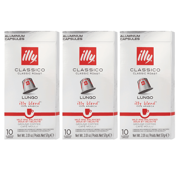 illy Classico Lungo Aluminium Coffee Capsules 30 Pack -Nespresso Compatible