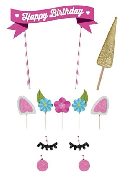 Unicorn Cake Topper - Happy Birthday