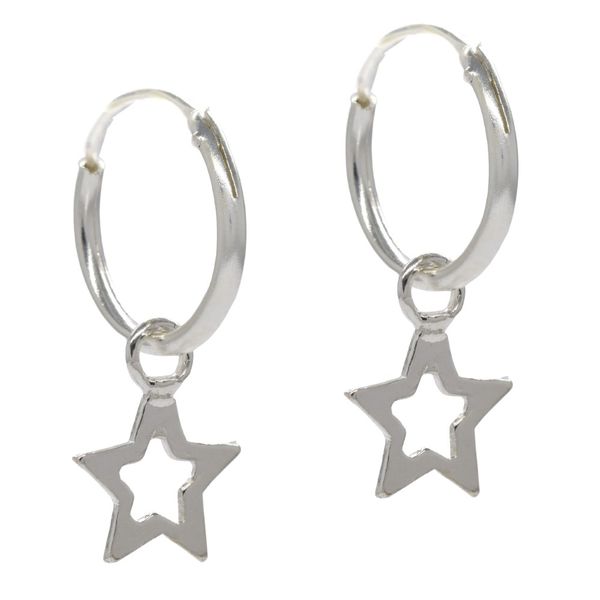 Silverbird 925 Sterling Silver 12mm Hoop Earrings with a Star Charm