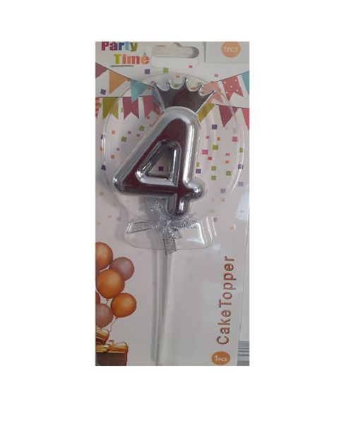 Cake Topper Number 4 - Silver