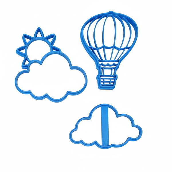 Hot Air Balloon &amp; Cloud Cookie Cutter Set - 3 Piece - Medium - 8cm