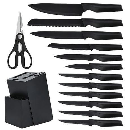 14 Pieces Kitchen Knife Set with Block Self Sharpening, 6 Steak Knives Image