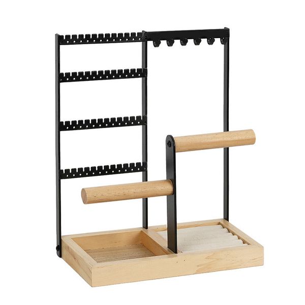 4-Layer Earring Holder Organizer with Wooden Tray for Jewellery - Ring - Watches