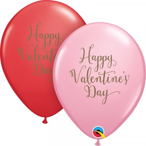 11 Inch Latex Red And Pink Happy Valentines Day Script