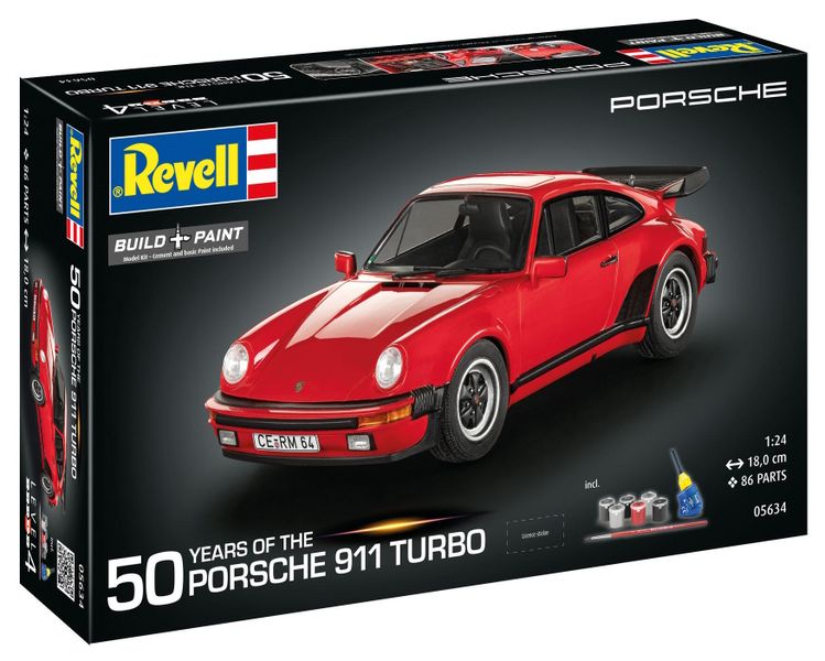 Revell 1/24 Porsche 911 Turbo 50th Anniversary Kit w/paints, Glue and Brush