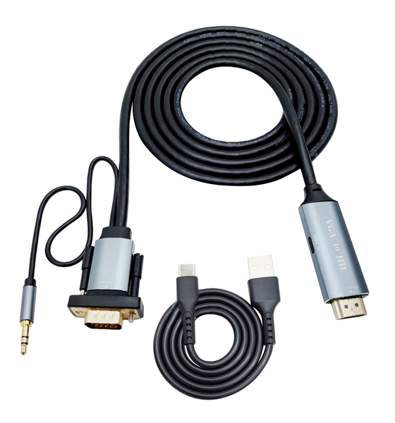 AICOM - VGA To HDTV Adapter with Audio Cable Plus USB-C V5 Cable