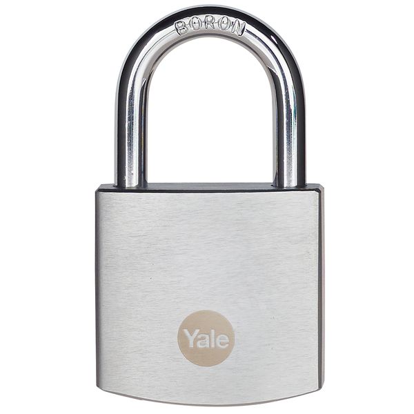 Yale 50mm Brass padlock satin chrome pack1