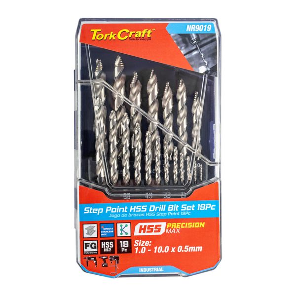 Tork Craft Step Point HSS Drill Bit Set (NR9019) - 19PC