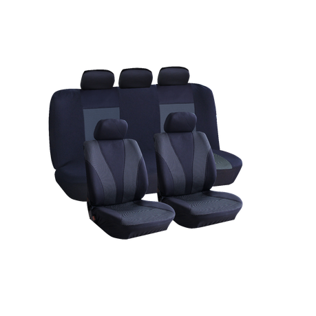 AutoKraft 9 Piece Universal Seat Cover Set - Black & Grey