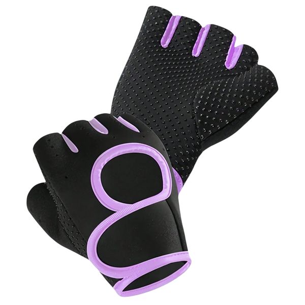 Fitness Gloves - Black- Pink Trim Half Finger Training Gloves, Wrist Wraps