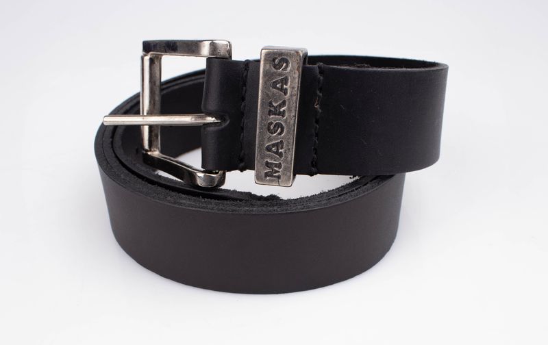 Men Black Geniuine Leather Pin Buckle Leather Belt