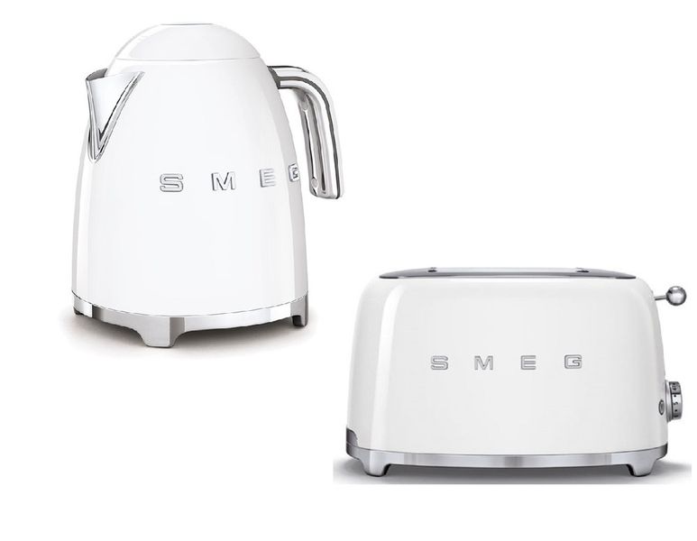 Smeg - 1.7 Litre 3D Logo Kettle and 2 Slice Toaster Combo - White