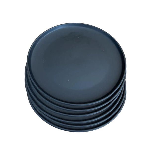 6 Piece 10.25 Inch Black Matte Round Dinner Plate Set