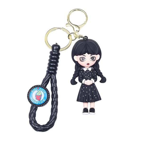 Wednesday Addams Cartoon Spotted Skirt Keychain